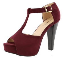 Top Moda Women's Peep Toe T-Strap Buckle Platform High Heel Sandal