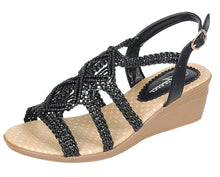 Forever Link Women's Woven Beaded Floral Boho Wedge Sandal