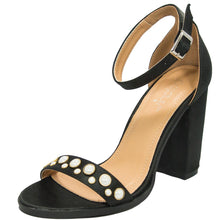 Betani Women's Ankle Strappy Faux Pearl Chunky Stacked Block Heel Sandal