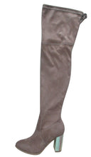 Glaze Women's Closed Round Toe Metallic Block Heel Stretch Over the Knee Boot