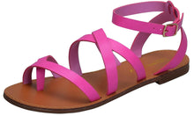 Breckelles Women's Strappy Gladiator Ankle Wrap Flat Sandal
