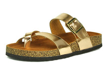 Refresh Footwear Women's Open Toe Ring Cross Over Buckle Slide Flat Sandal