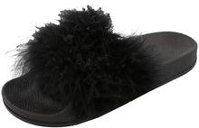Top Moda Women's Marabou Flip Flop Slip On Slide Slipper Sandal