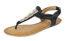 Forever Link Women's Embellished Crystal Rhinestone Metallic Thong Sandal