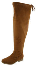 Top Moda Women's Over the Knee Drawstring Stretch Flat Block Heel Boot