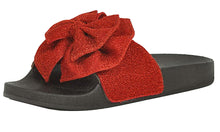 Refresh Footwear Women's Glitter Bow Slip On Slide Sandal