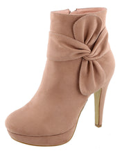 Top Moda Women's Side Bow Knot Platform Stiletto High Heel Ankle Bootie
