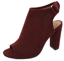 Top Moda Women's Perforated Cutout Laser Chunky Stacked Heel Ankle Bootie