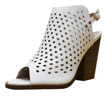 Nature Breeze Women's Perforated Cutout Chunky Stacked Block Heel Ankle Bootie