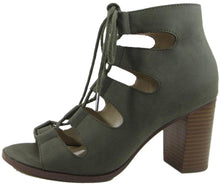 Delicious Women's Yohan Open Toe Lace Up Stacked Heel