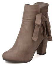 Breckelle's Women's Wrap Around Bow Chunky Stacked Wrapped Heel Ankle Bootie
