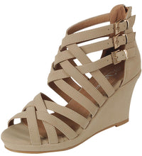 Forever Link Sammy-76 Strappy Interwoven Buckle Accent Wedge Sandal