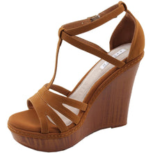 Elegant Footwear Women's T-Strap Open Toe Platform Wedge Sandal
