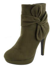 Top Moda Women's Side Bow Knot Platform Stiletto High Heel Ankle Bootie
