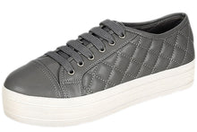 Breckelles DI87 Women Leatherette Quilted Cap Toe Flatform Sneaker