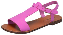 Breckelle's Women's Slingback T-Strap Buckle Flat Sandal