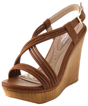 Elegant Footwear Women's Crisscross Slingback Platform Wedge Sandal