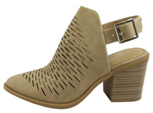 City Classified Women's Western Laser Cutout Caged Pointy Toe Ankle Bootie