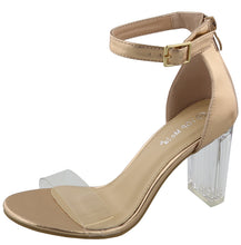 Top Moda Women's Clear Ankle Strappy Chunky Lucite High Heel Back Zip Sandal