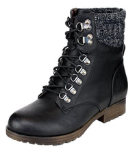 Refresh Women's Wynne-07 Knit Cuff Lace Up Combat Winter Boot
