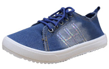 S-3 Women's Distressed Denim Sequin Fashion Sneaker