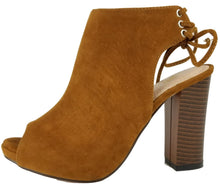 Chase & Chloe EC79 Women's Back Lace Up Cut Out High Block Heel Ankle Booties