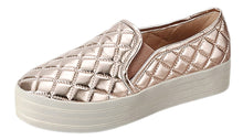 Breckelles Women's Cyber-04 Quilted Leather Platform Slip-on Sneaker