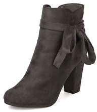 Breckelle's Women's Wrap Around Bow Chunky Stacked Wrapped Heel Ankle Bootie