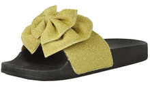 Refresh Footwear Women's Glitter Bow Slip On Slide Sandal