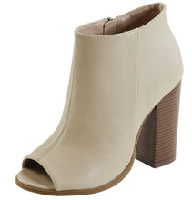 Anne Marie Women's Peep Toe Inner Zip Chunky Stacked Block Heel Ankle Bootie