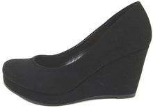 City Classified Women's Slip On Round Toe Comfy Padded Insole Wedge Heel Pump
