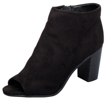 Breckelle's Women's Stacked Chunky Heel Peep Toe Bootie