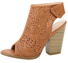 Nature Breeze Women's Laser Cut Open Back Heel Open Toe Bootie