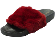 Wild Diva Women's Faux Fur Flip Flop Slide Flat Sandal