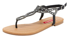 Unionbay Women's Swirl Beaded Rhinestone Crystal Embellished Flat Sandal