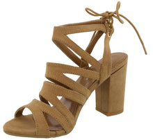 Top Moda Women's Cutout Tie Back Stacked Chunky Platform Heel Sandal