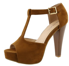 Top Moda Women's Peep Toe T-Strap Buckle Platform High Heel Sandal