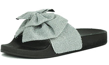 Refresh Footwear Women's Glitter Bow Slip On Slide Sandal
