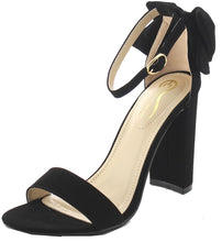 Elegant Footwear Women's Bow Open Toe Strappy Block Heel Sandal