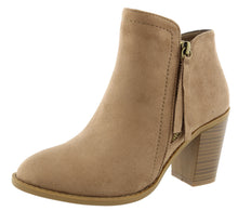 Top Moda Women's Closed Toe Side Zipper Chunky Stacked Block Heel Ankle Bootie