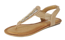 Forever Link Women's Embellished Crystal Rhinestone Metallic Thong Sandal
