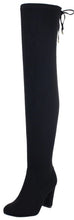 Refresh Footwear Women's Thigh High Chunky Heel Drawstring Boot