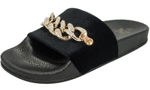 Betani Women's Chain Link Velvet Slip On Slide Sandal