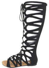 Soda Women's Tall Strappy Lace Up Zip Back Gladiator Flat Sandal