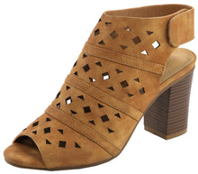 Anna Shoes Women's Laser Cutout Peep Toe Chunky Stacked Heel Ankle Bootie