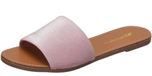Breckelle's Women's Velvet Strappy Flat Slipper Slide Sandal