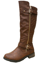 Cambridge Select Women's Quilted Side Zip Knee High Flat Riding Boots