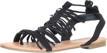 Anna by Anna Shoes Women's Ruffle-18 Fringe Tassel Ankle Wrap Flat Sandal