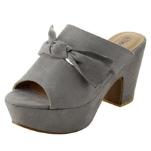 Nature Breeze Women's Knot Peep Toe Platform Chunky Stacked Heel Mule Sandal