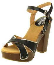 Refresh Footwear Women's Snake Print Metallic Crisscross Platform Sandal